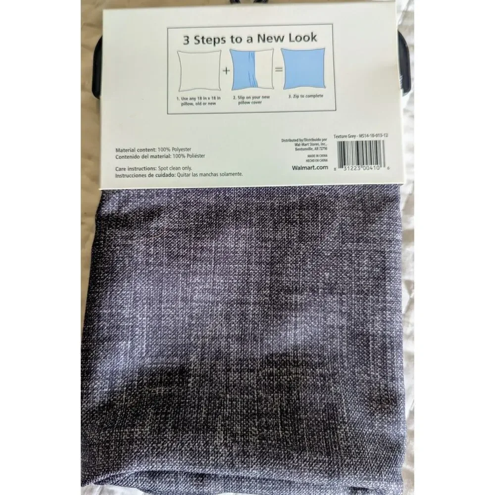Grey Heathered Throw Pillow Cover Charcoal Gray Zip Enclosure 18x18 New
